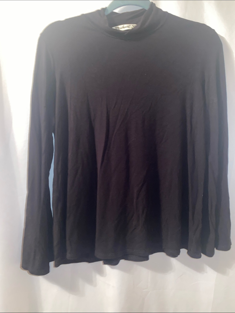 Michael Stars Black Long-Sleeve Lightweight mock neck keyhole back Tee S